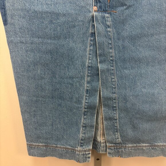 We The Free Skirt 29 Cotton Denim Button Fly High Waisted Slit Maxi Free People - Picture 10 of 15